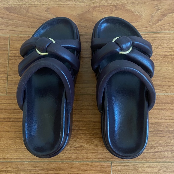 Dries Van Noten Leather Burgundy Brown Platform Flat Sandals Size 36.5 - Picture 5 of 8